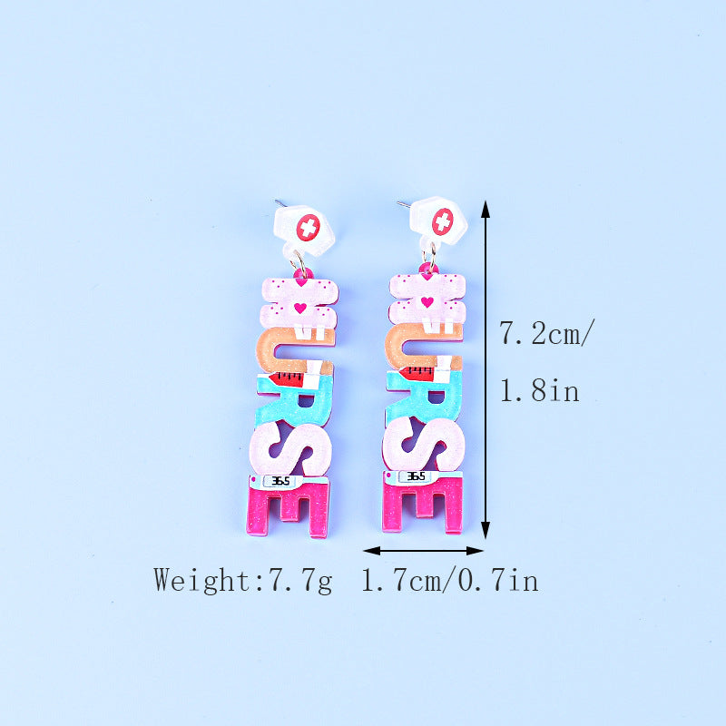 Wholesale Nurses' Day Pink Blue Nurse Uniform Nurse Cap Stethoscope Nurse Syringe Earrings